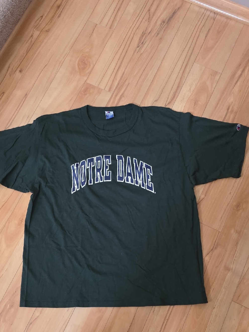 Champion Vintage Notre Dame Logo Forest Green T Shirt Mens XXL